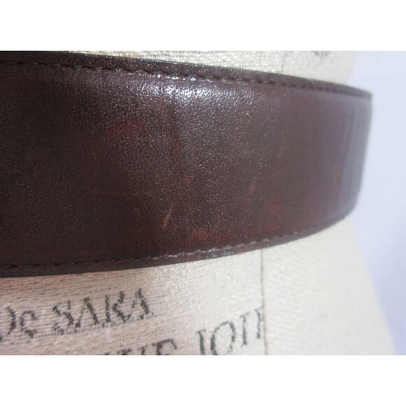 Vintage The Ritz Brown Genuine Leather Goldtone Buckle Belt M - Picture 4 of 7